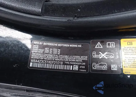 2019 BMW 430I xDrive z USA, uszkodzony, nr VIN WBA4Z3C51KEF31018